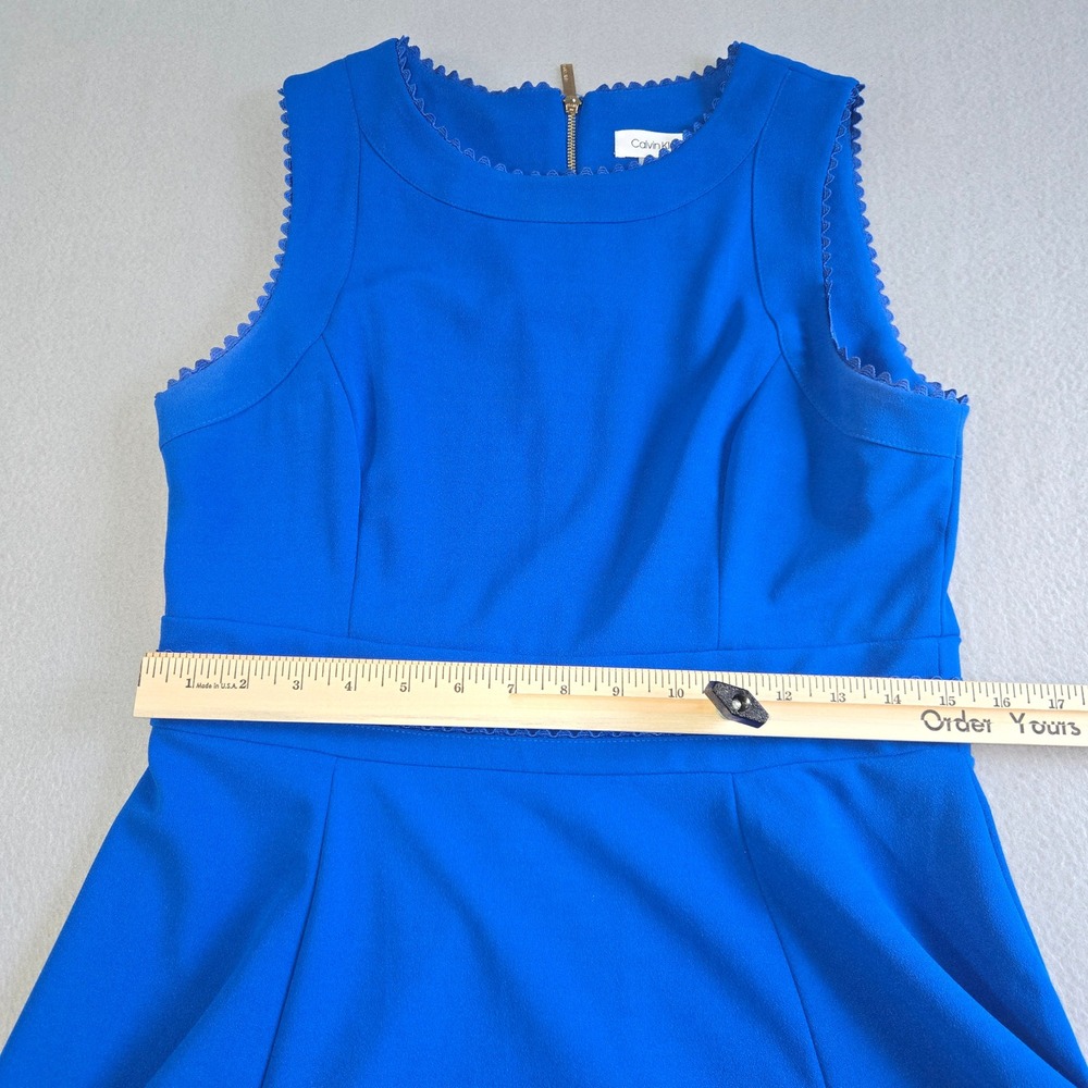 Calvin Klein Fit & Flare Dress Womens 8 Royal Blue Scalloped Trim CD9C19D6 - Picture 8 of 8